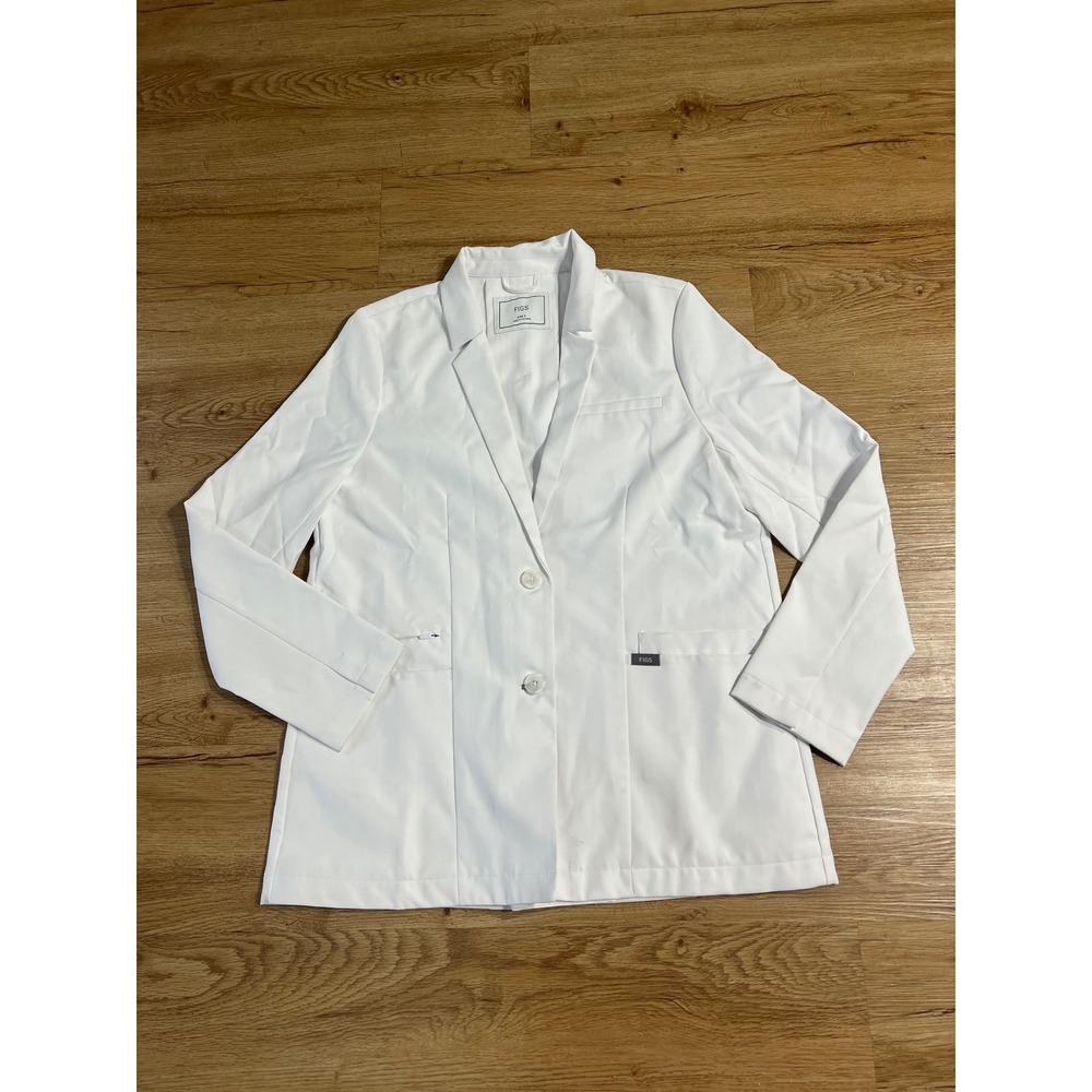 FIGS Bellevue Short Lab Coat Women Small White Medical Doctor Nurse Blazer S